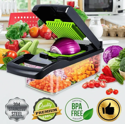 قطاعة الخضار المقاومة للصدأ مع علبة تخزين : 16 قطعة